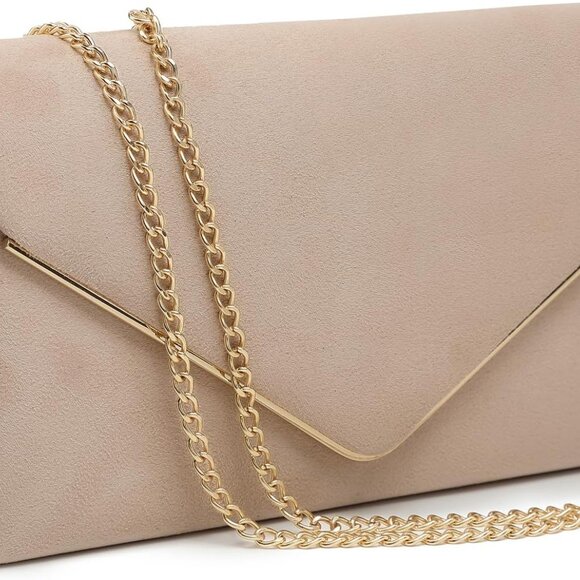 Women Faux Suede Evening Clutch Bag Formal Party Purse Wedding Prom - Picture 2 of 6